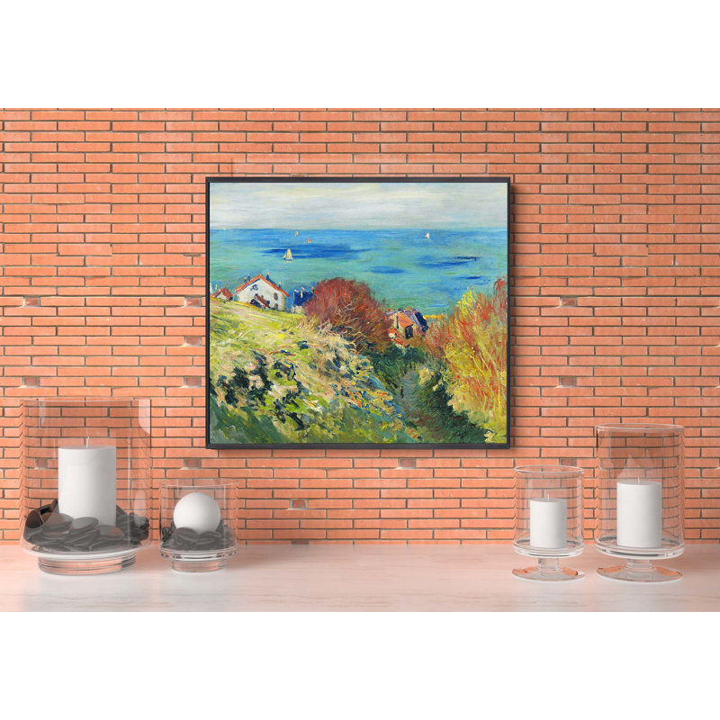 "SEASIDE Serenity" par Claude Monet_Floater Frame, Cadre noir, H 16 po x l 14 po