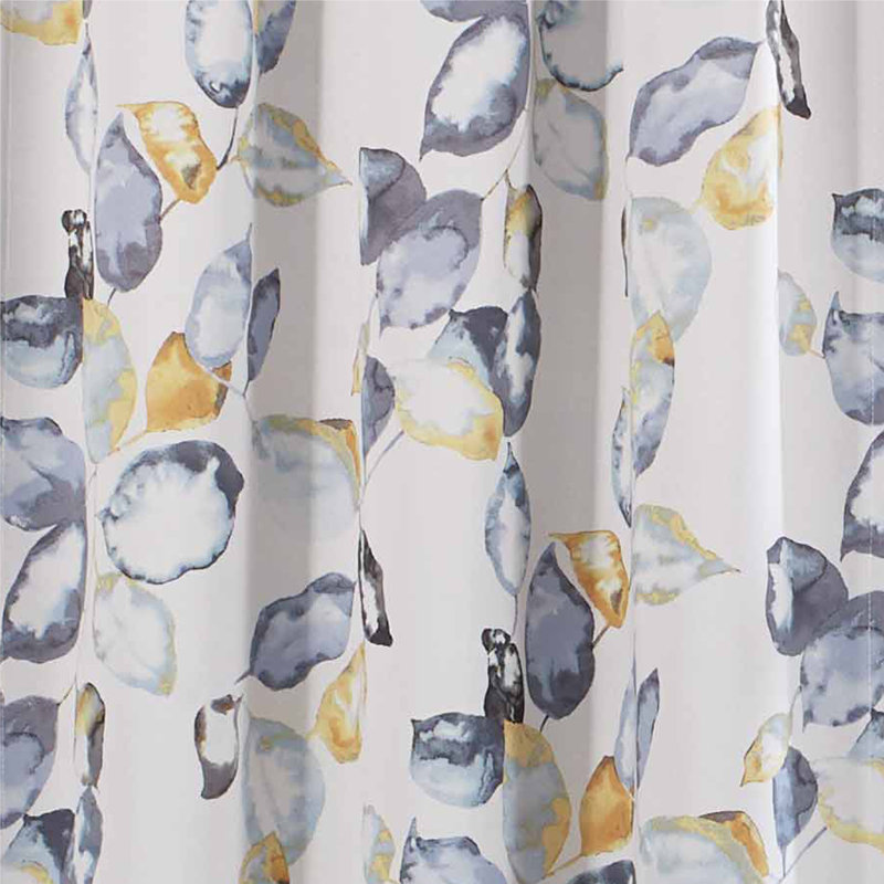 Yellow and Blue Floral Blackout Polyester Curtain Panel