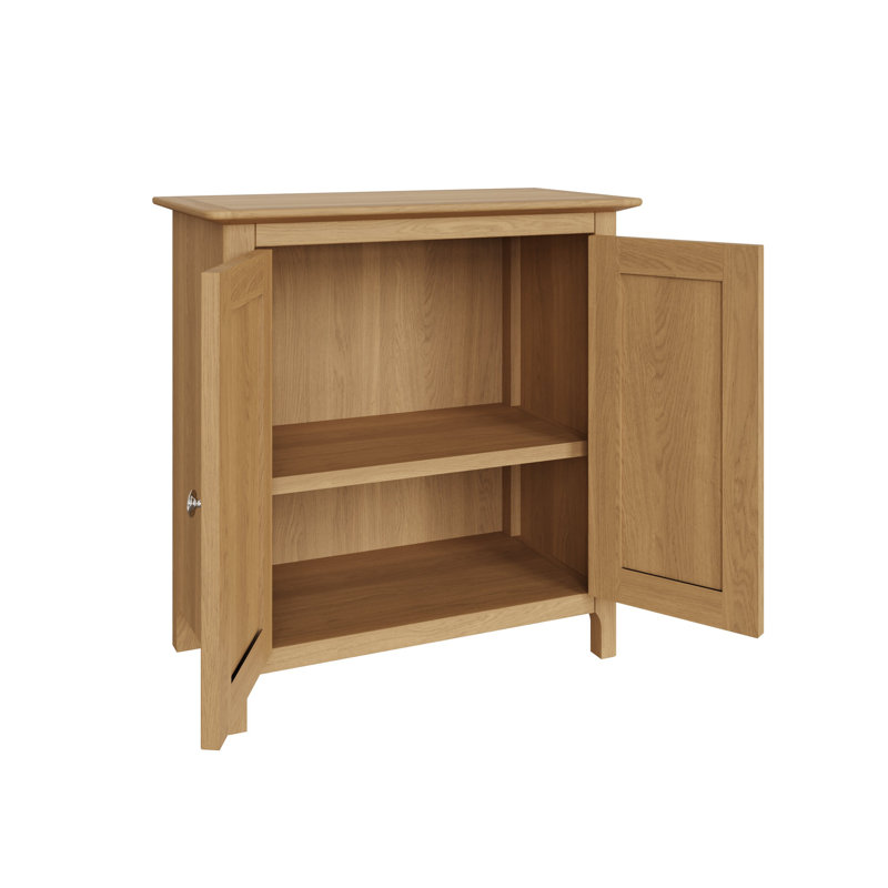 Daris 2 Door Compact Sideboard Buffet Storage Cabinet. 65cm Wide. Polished Chrome Handles., Brown
