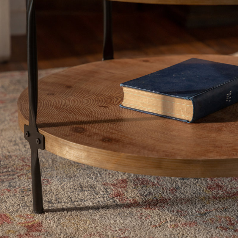 Drake Round Wood Coffee Table with Metal Legs
