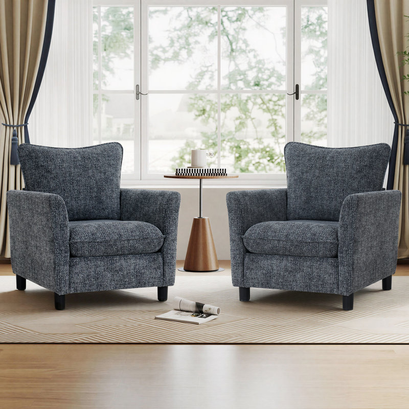 Modern Chenille Upholstered Accent Chair, 29" Wide Armchair with Removable Cushion Cover and High-Density Foam for Living Room & Bedroom