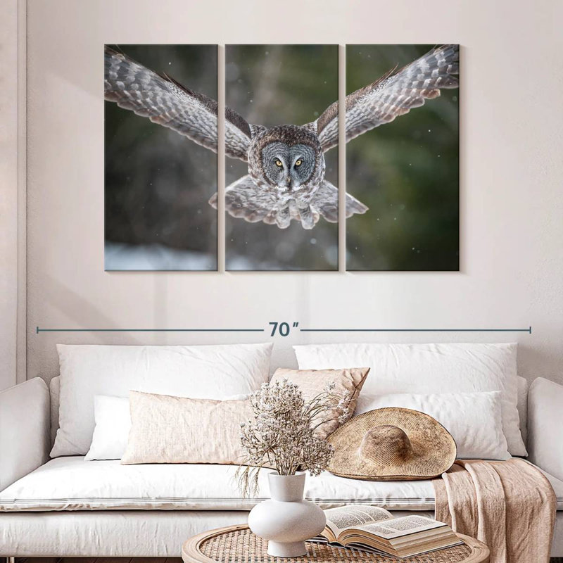 Flying Winter Owl, 32" H x 50" W
