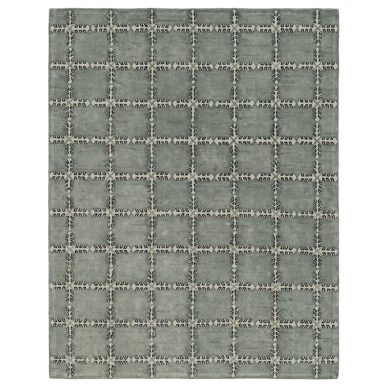 Tapis Simpatico touffeté à la main, Vert, Rectangle 5' x 8'