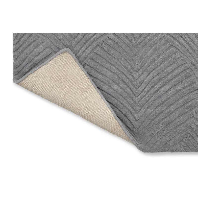 Folia Wool Chevron Area Rug in Gray, Rectangle 3'11" x 5'11"