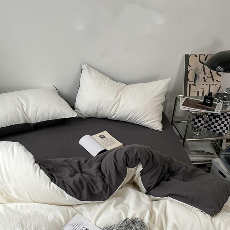 Ensemble de housse de couette toutes saisons 3 pièces gris vert doux brossé, lavable à la machine pour la chambre d'amis, sans rembourrage