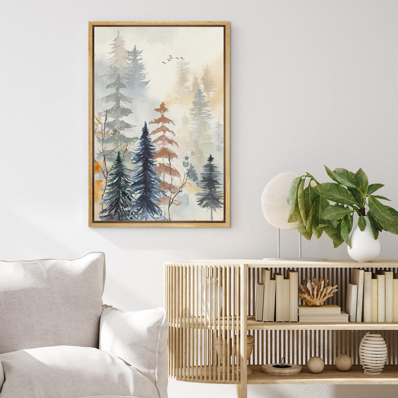Paysage de forêt Woodland «Pastel Watercolor Pine Tree Forest» sur, Naturel, H 36 po x l 24 po