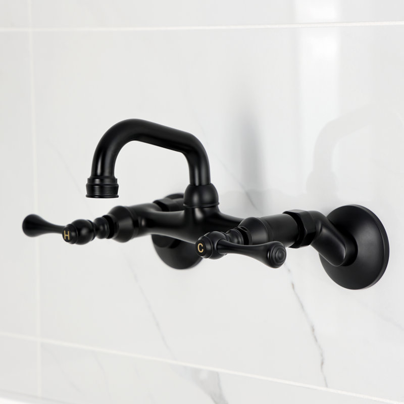 Robinet de bar mural 2 trous Kingston Brass, Noir mat