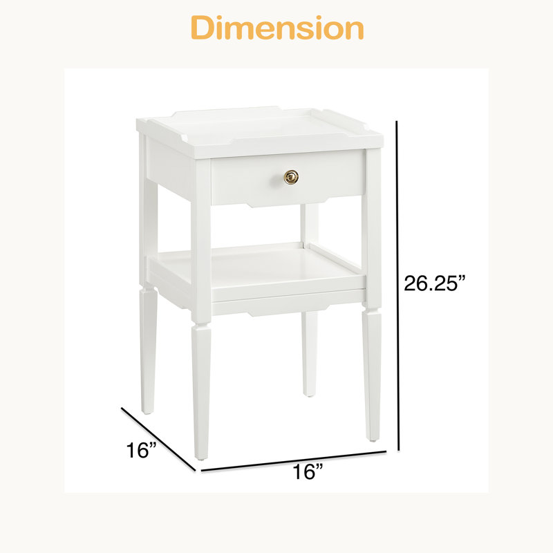 Table de chevet 1 tiroir Vintage, Blanc