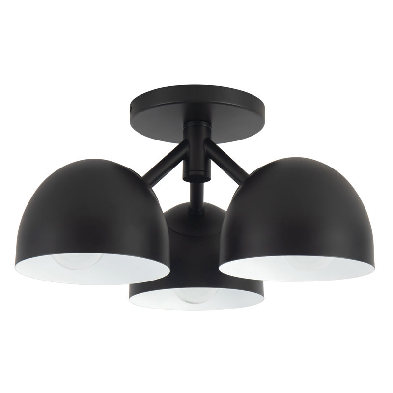 Fosso 13-in Gold Semi-Flush Mount, Matte Black
