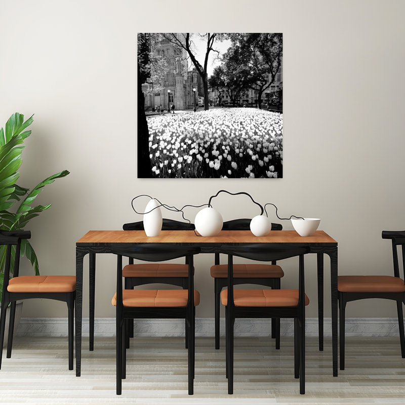 White tulips near a water tower Chicago Water Tower Michigan Avenue Chicago Cook County Illinois USA 1 Piece Wrapped Canvas Wall Art