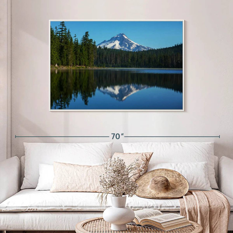Mount Hood Reflection, Floating Frame White, 25" X 17"