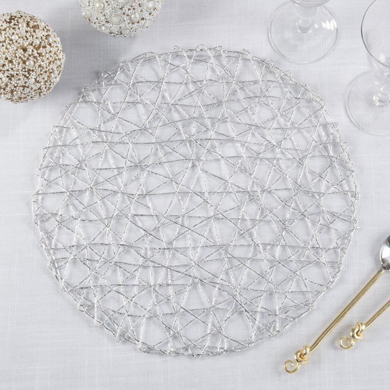 Napperon en cuivre scintillant 15 x 15 po, ensemble de 4, Argent argent