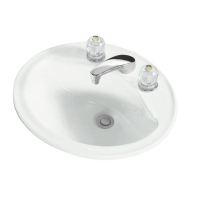 Sanibel Ceramic Circular Drop-In Bathroom Sink with Overflow