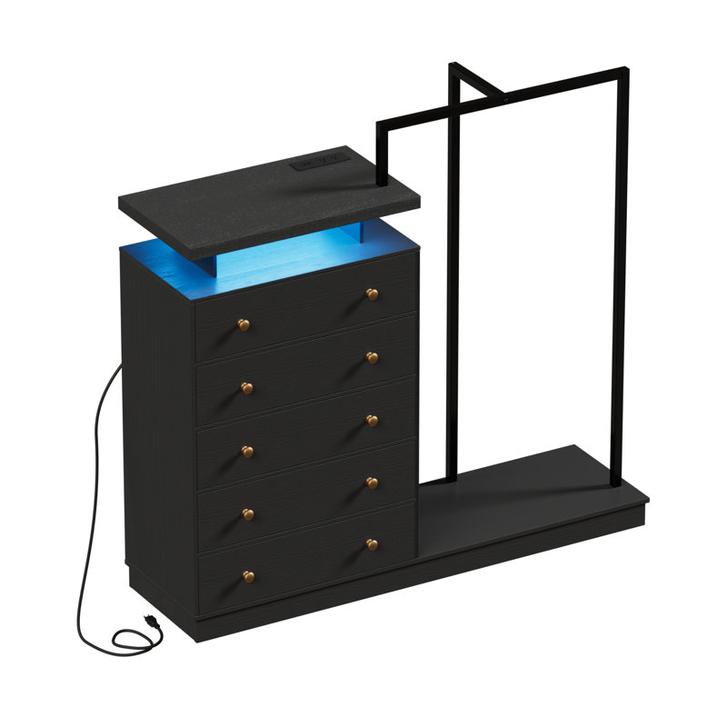 modern black tall dresser 6 Drawers, Modern Wooden Black Tall Dressers for Bedroom and Closet