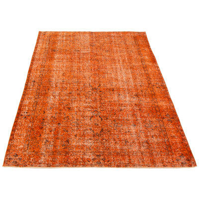 Tapis unique en laine noué à la main 5 pi 7 po x 9 pi 3 po nouvel âge Radel - orange brûlé / brun / gris