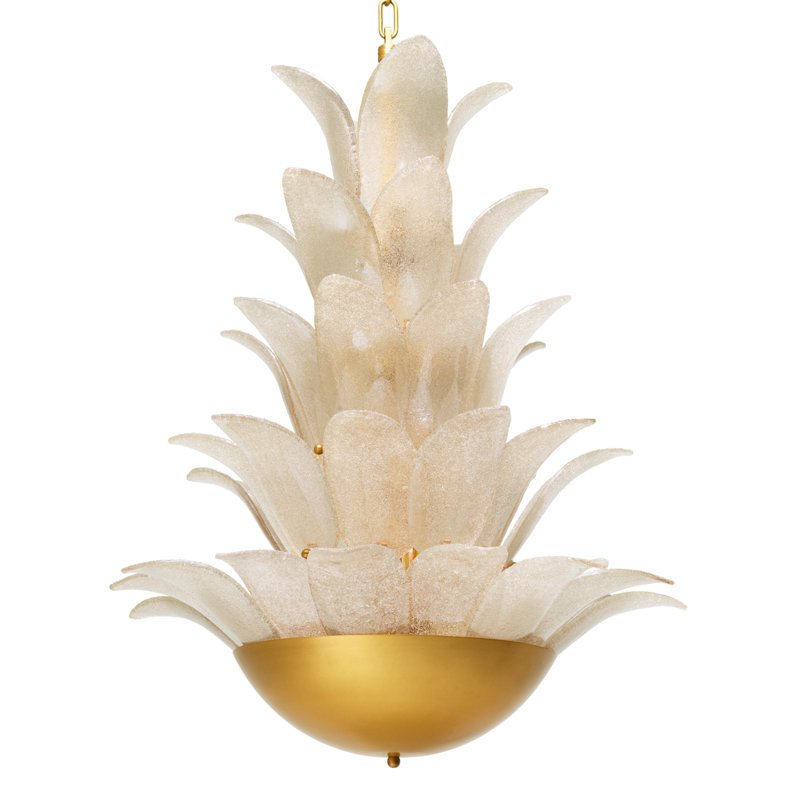 Chandelier Melrose antique brass finish light smoke glass