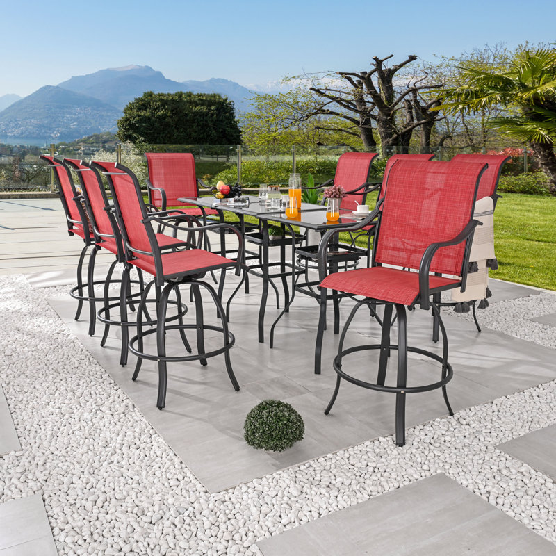 Motto Square 8 - Person Bar Height Dining Set, Red