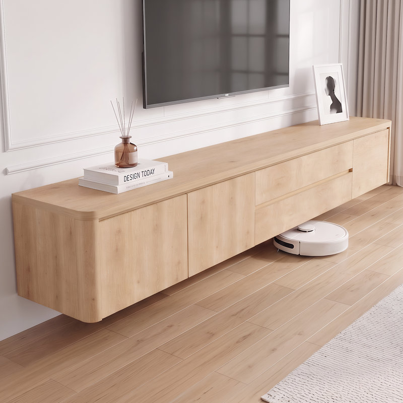 180cm Floating Tv Unit Wall Mounted With Door, Tv Cabinet Stand Large Storage, Completely Assembled Living Room Tv Media Console, Oak