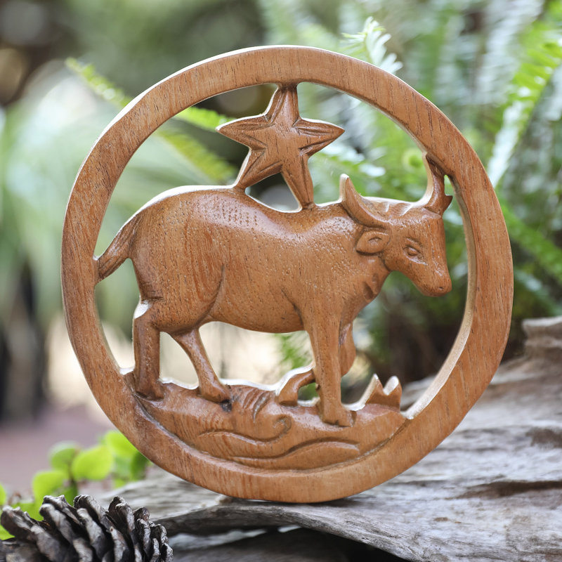  Handmade Taurus Firmament Wood Relief Panel