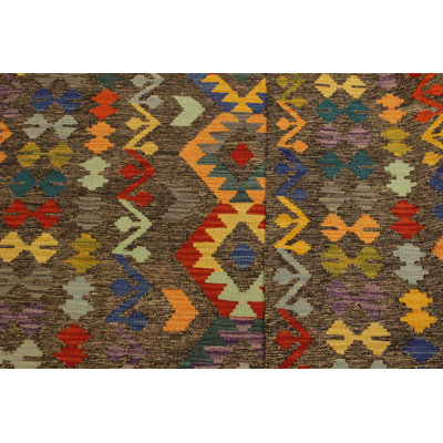 Sinclair Geometric Handmade Rectangle 5'6" x 7'9" Indoor Use Only Area Rug in Brown/Yellow/Red