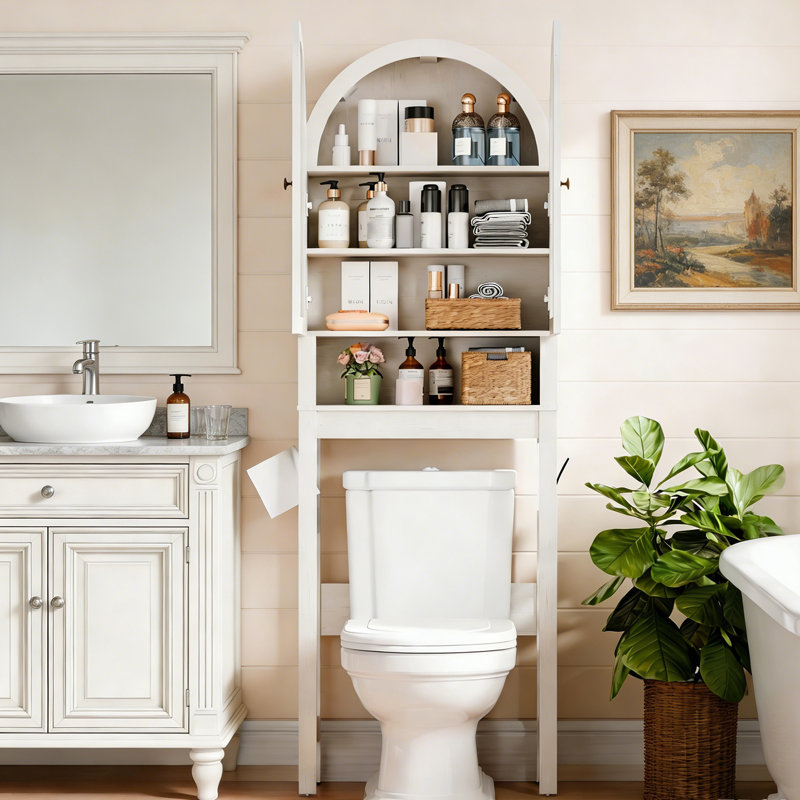 Armoire de rangement au-dessus de la toilette pour salle de bain, Blanc