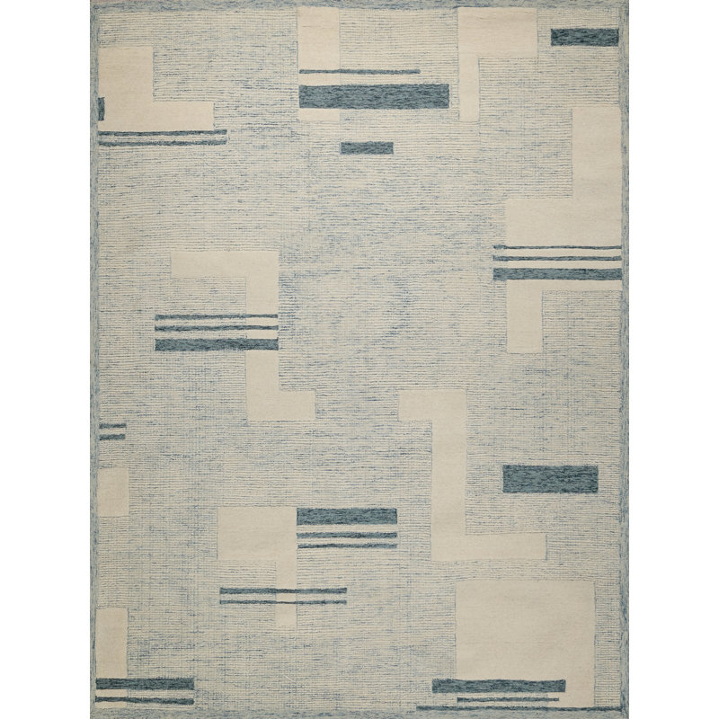Nicada hand-tufted New Zealand Wool Blue/Ivory Area Rug, 10'X14'