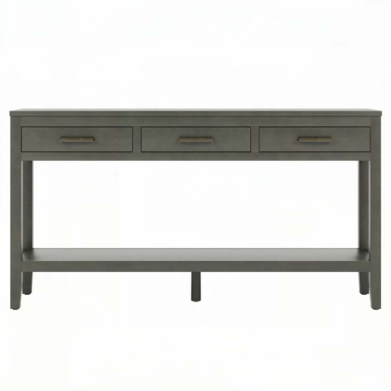 Farmhouse Console Table with 3 Drawers, Gray