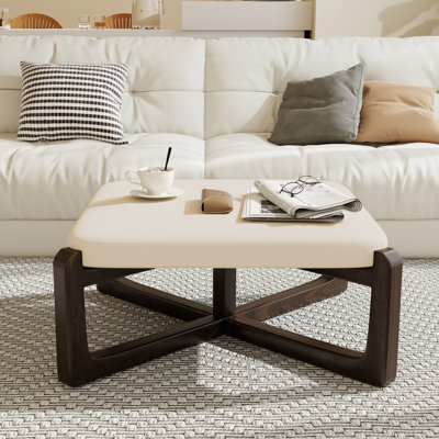 24" Wide Faux Leather Upholstered Square Ottoman