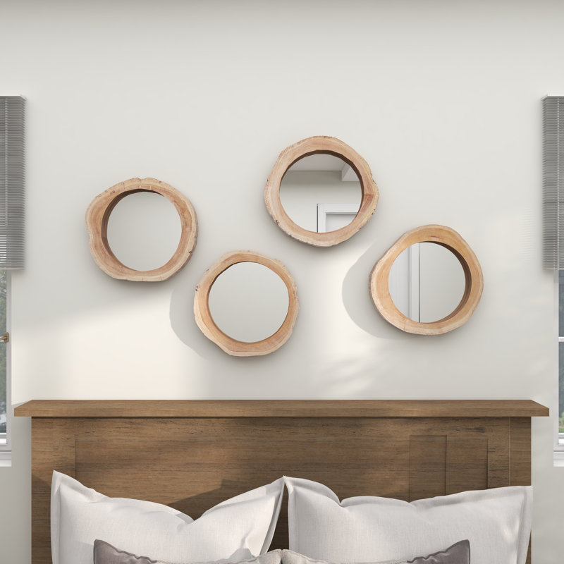 Dewey Solid Wood Circle Wall Mirror