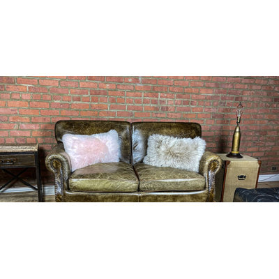 Set Of Two Taupe Natural Sheepskin Square Pillows