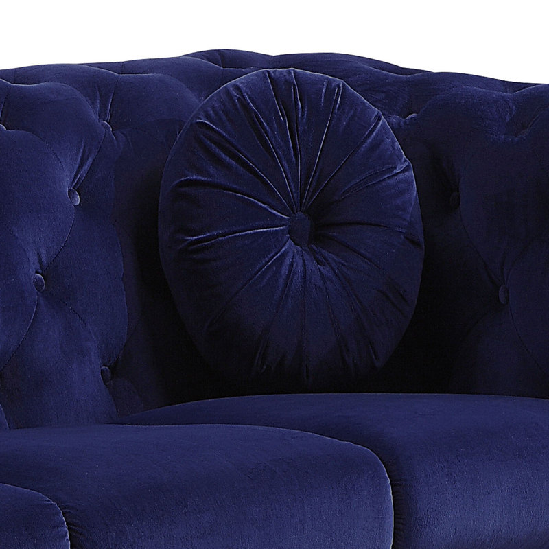 Canapé Godsey, Velours bleu, H 30 po x l 71 po x P 36 po