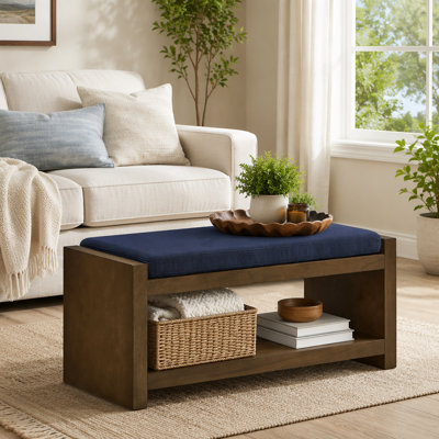 Banc d'appoint de 40 po avec étagère à chaussures inférieure, banc de siège rembourré pour le salon, banc de bout de lit compact moderne avec rangement pour sièges de chambre à coucher, coussin amovible