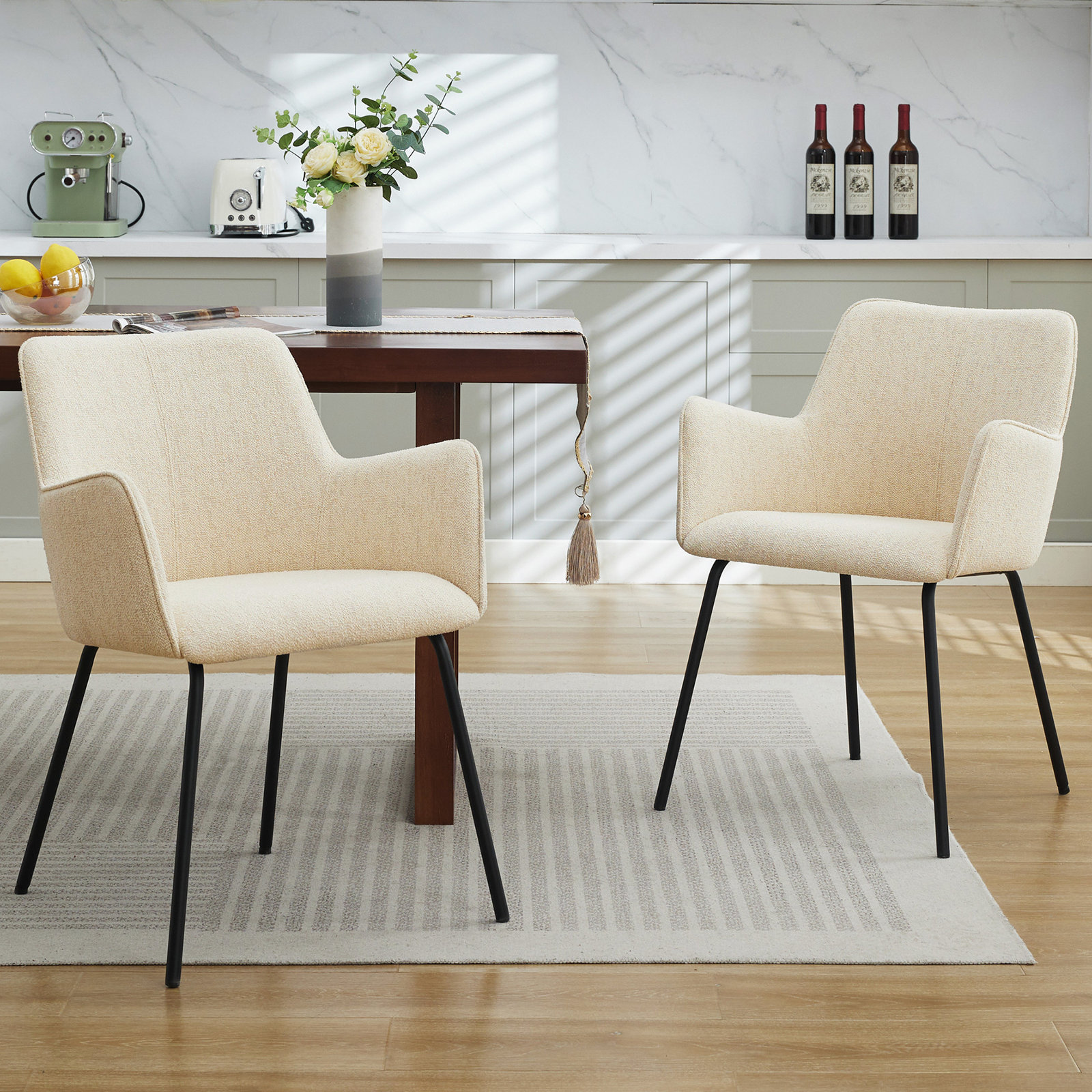 Lovetro Upholstered Arm Chair, Beige Linen