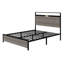 Base de lit plateforme avec tête de lit à DEL avec rangement et 2 USB, grand rangement sous le lit-174709742