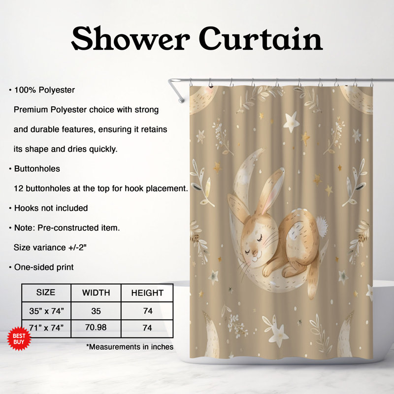 Rideau de douche Boho, H 74 po x l 71 po