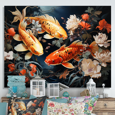 " Japon Art Golden Koi I "