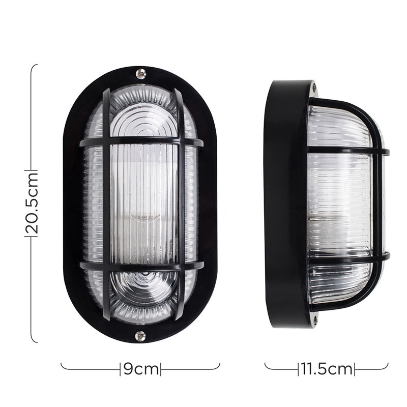 18.6cm H Outdoor Bulkhead Light, Black