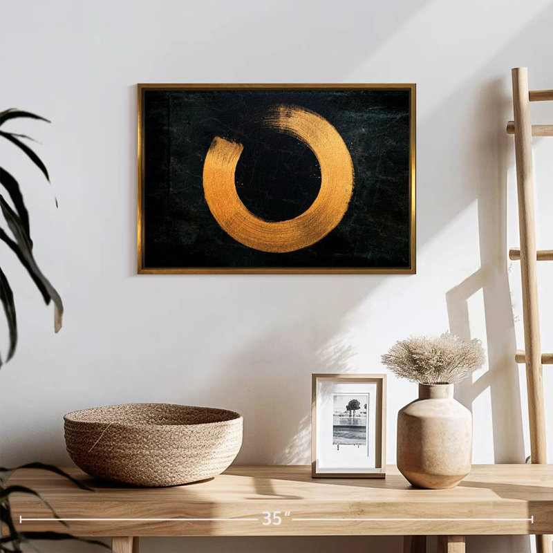 Cercle zen doré, 19 po x 13 po, Cadre flottant doré