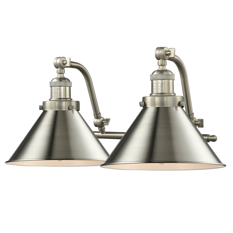 Éclairage pour meuble-lavabo à 2 lumières à intensité variable Haniyaah, Ampoule DEL 6 watts Vinage, Nickel satiné brossé