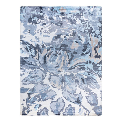 One-of-a-Kind Rectangle 9'1" X 12'1" New Age Silk Area Rug Blue