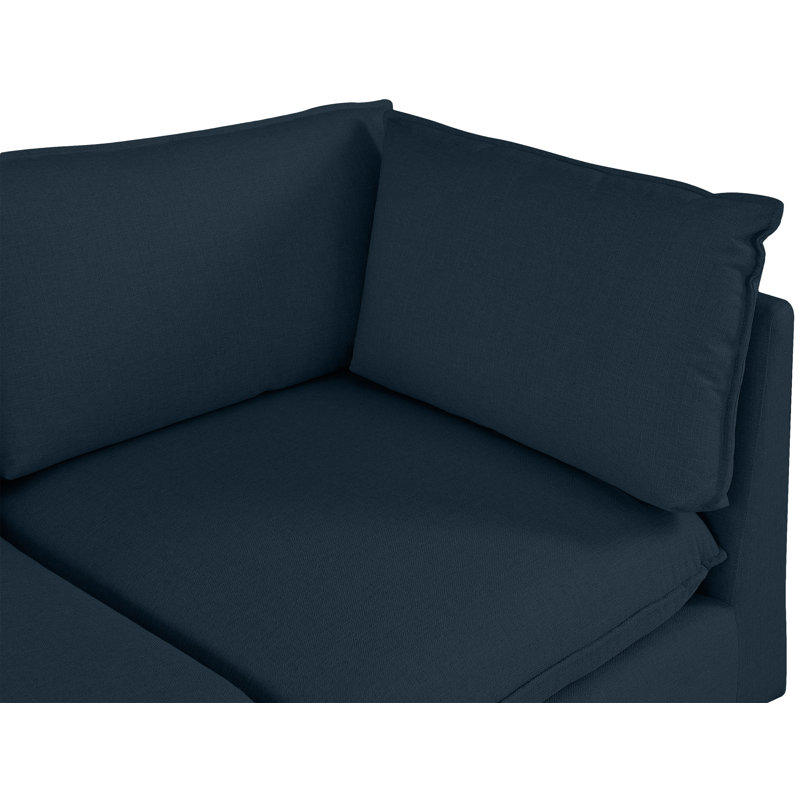 Tupman Upholstered L-Shaped Sectional Reversible, Navy Linen Textured Fabric