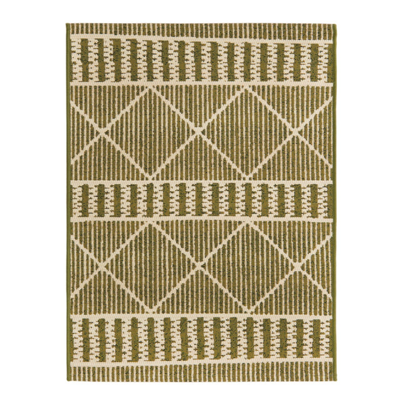 Tapis intérieur / extérieur rayé vert Arthur-James, Rectangle 2 pi x 3 pi