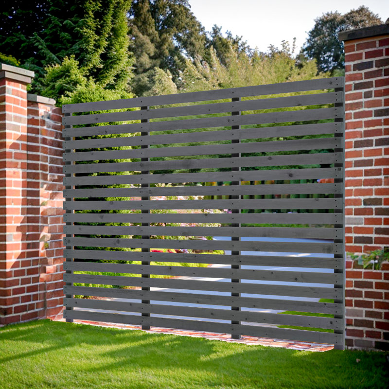 Garden Pine Fence, Grey, 150cm H x 180cm W x 6cm D