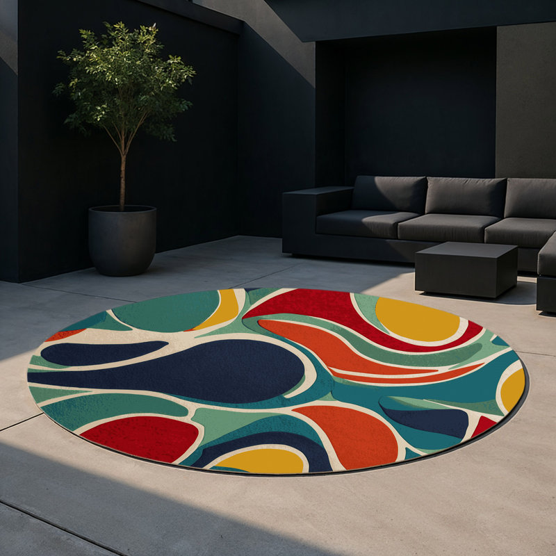 Witty Loop Indoor And Outdoor Area Rug, Round 5'