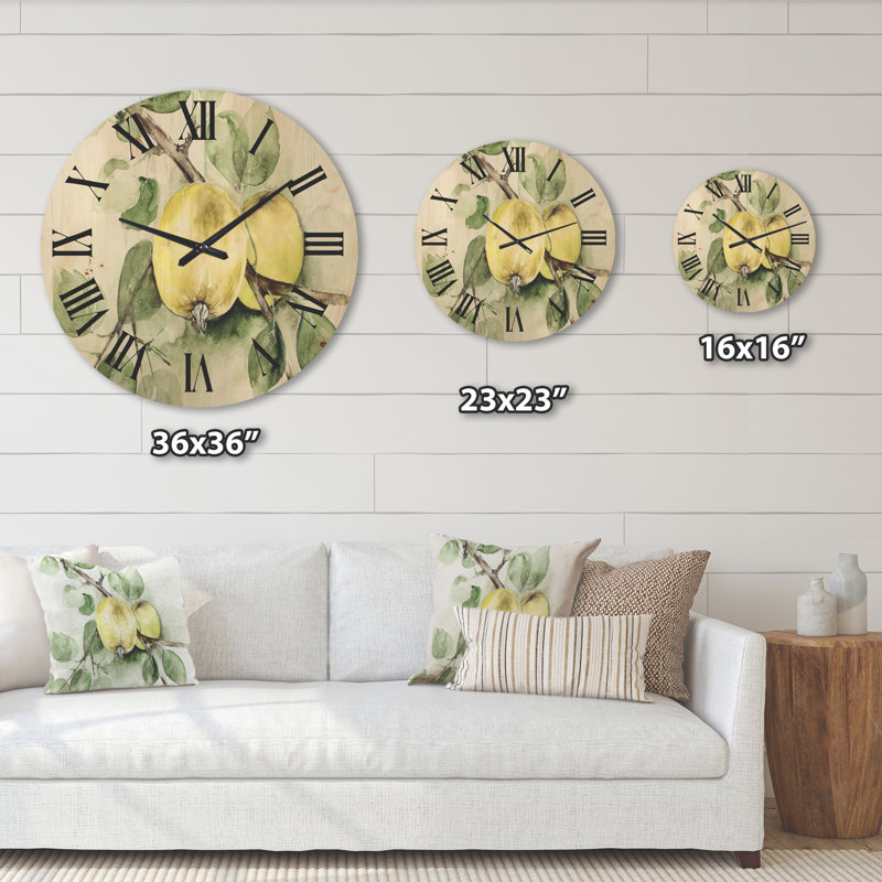 Vintage vert Appels - horloge murale en bois de ferme, Moyen