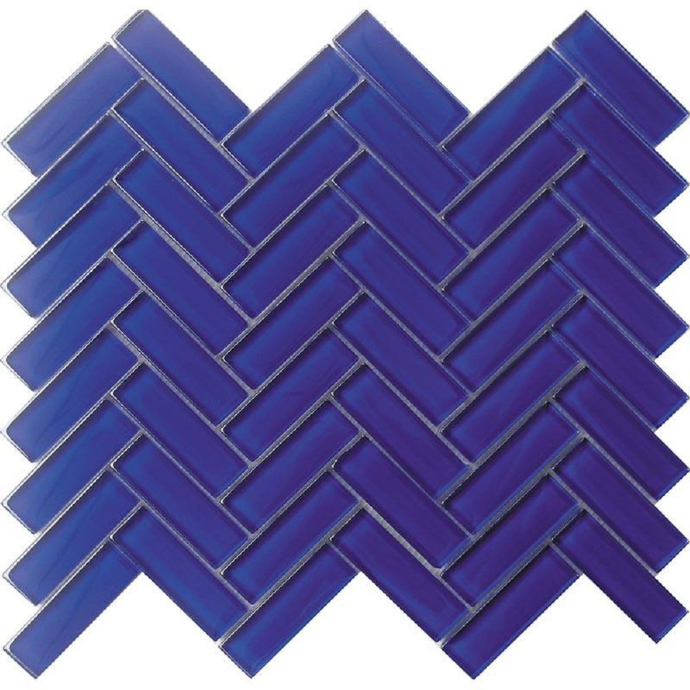 11"X 12.6" Herringbone Polished Glass Mosaic Tile Apollo Tile 