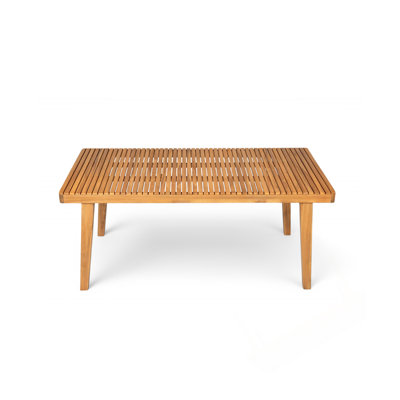 Table de salle à manger d'extérieur 69 po en bois d'acacia avec plateau à lattes, capacité de poids de 300 lb, idéale pour les rassemblements de patio et de jardin