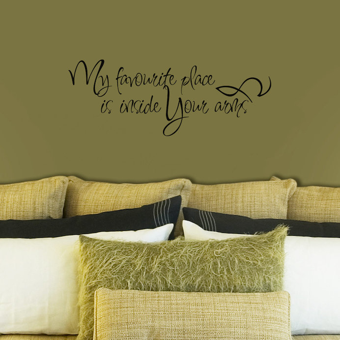 Décalcomanie murale "my favori" à l’intérieur de vos accoudoirs, H 12 po x l 38 po x P 0,01 po, Noir
