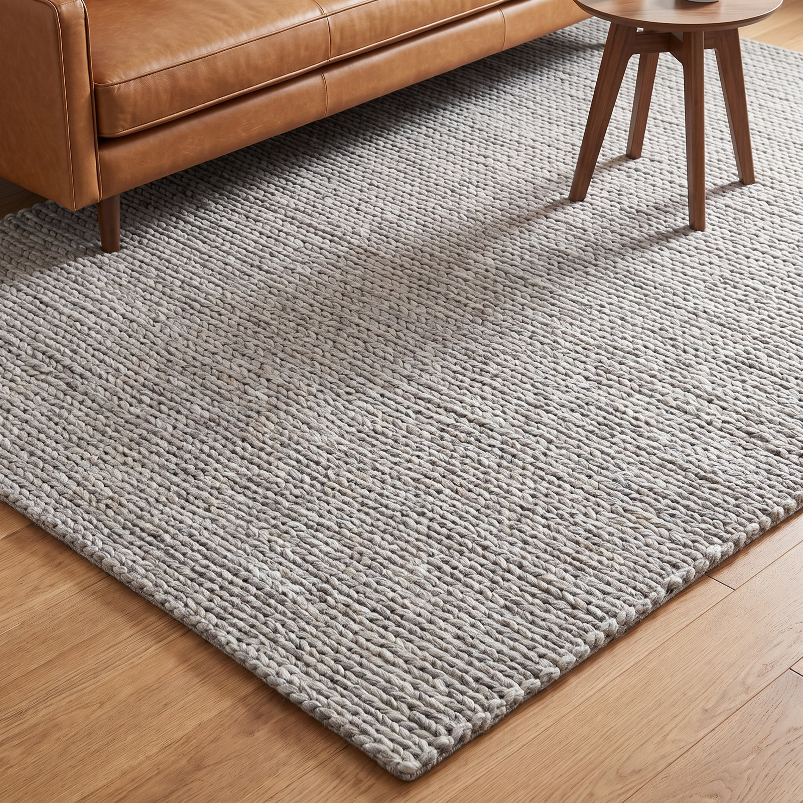 Ithaca Light Gray Ivory Hand-Woven Rug, Rectangle 9' x 13'