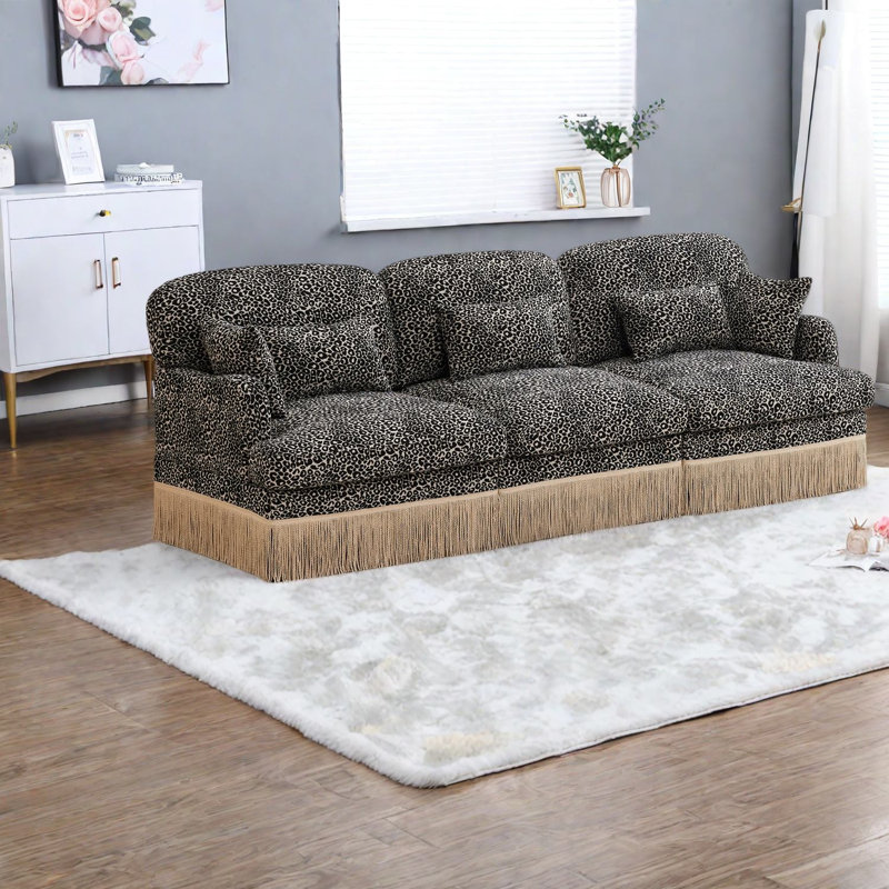 Canapés profonds à assise profonde, canapé moderne en chenille à imprimé léopard pour la maison